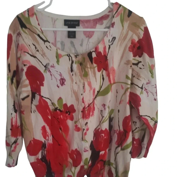 LANE BRYANT BEAUTIFUL FLORAL BUTTON SWEATER - Picture 2 of 5